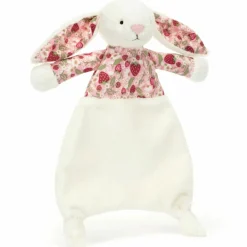 Doudou plat Lapin en fleurs Crème
