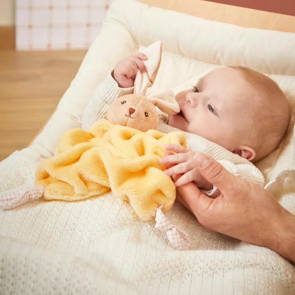 Doudou plat Lapin jaune