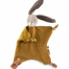 Doudou plat lapin ocre Trois petits lapins (personnalisable)