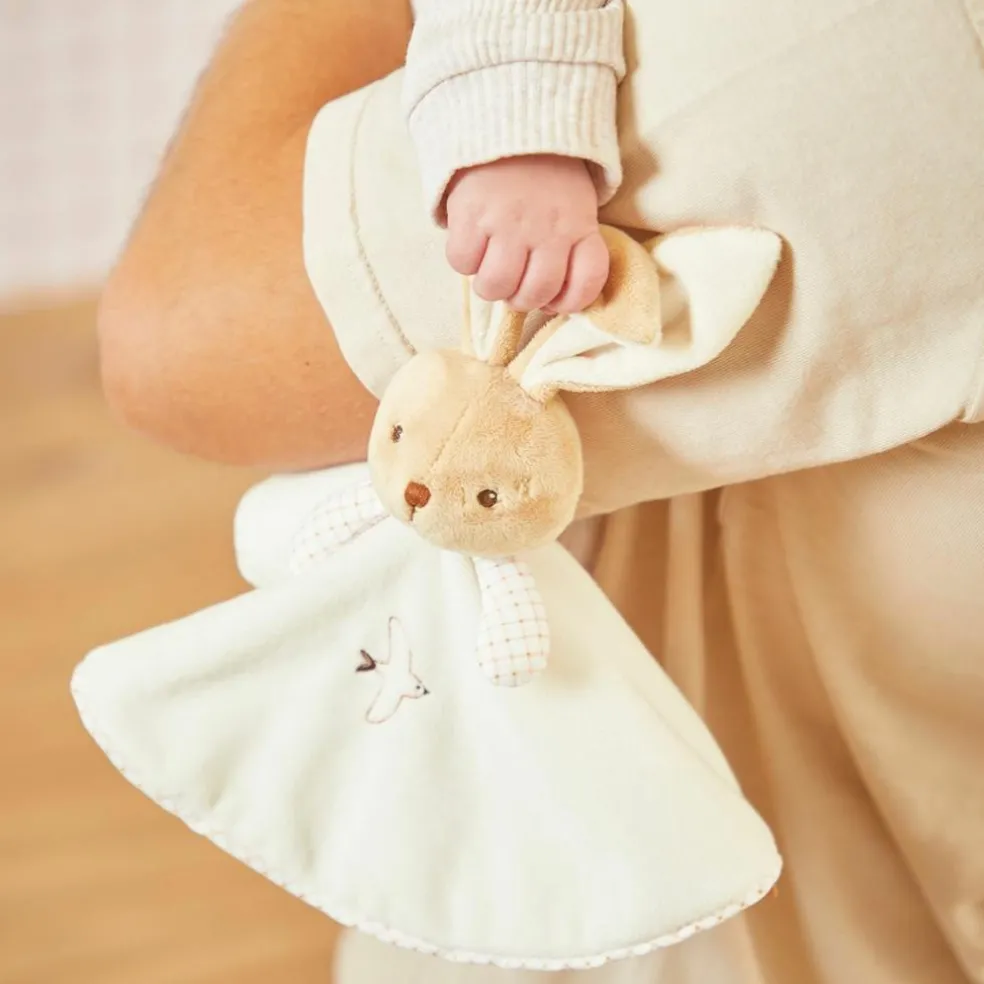 Doudou plat Lapin rond crème
