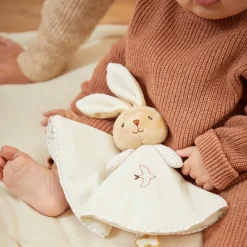 Doudou plat Lapin rond crème