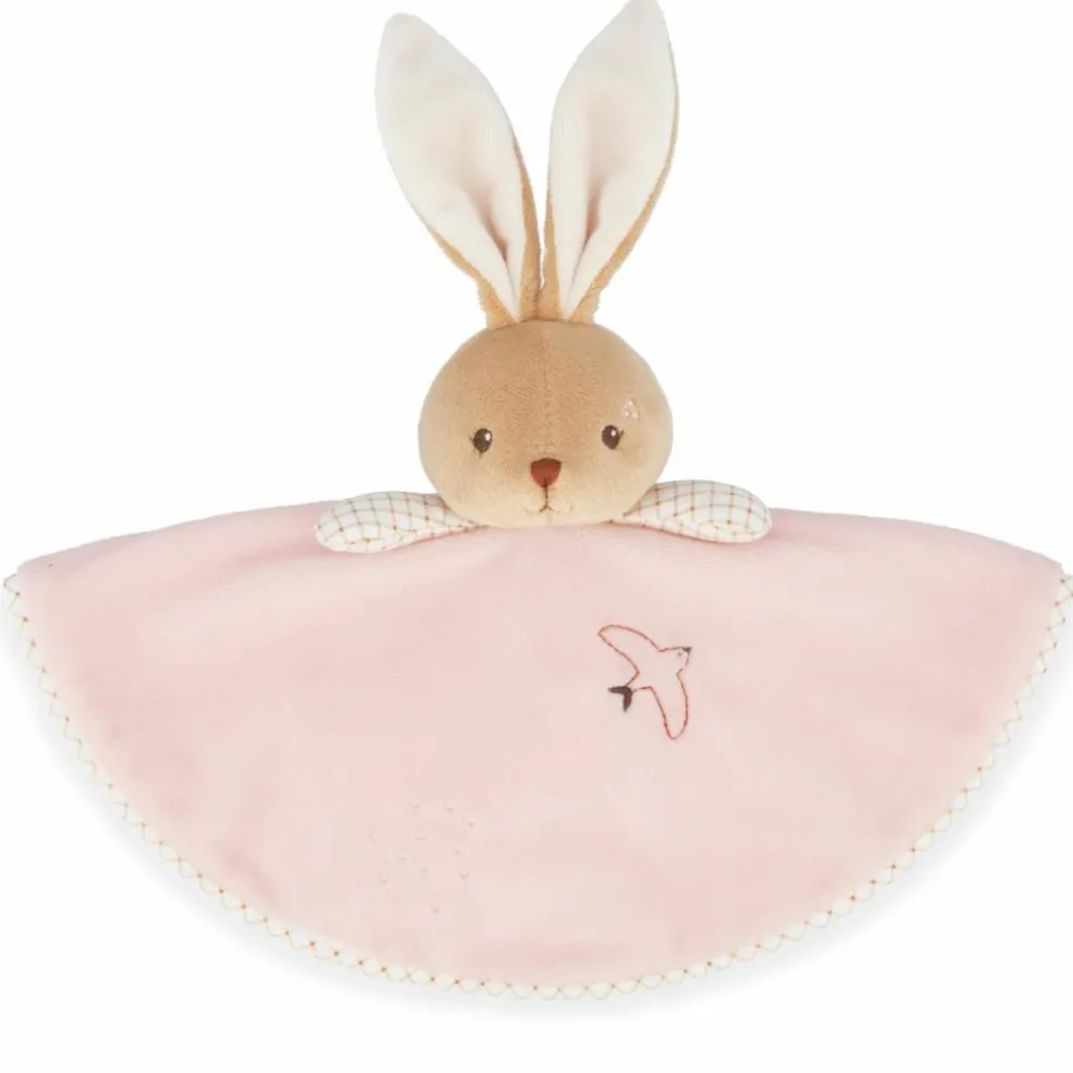 Doudou plat Lapin rond rose