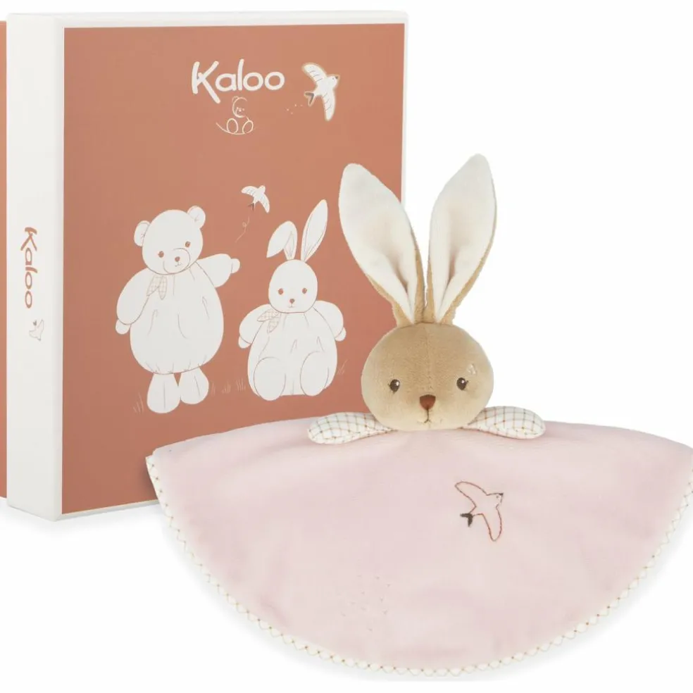 Doudou plat Lapin rond rose