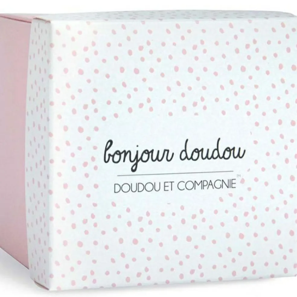 Doudou plat lapin rose J'aime mon doudou