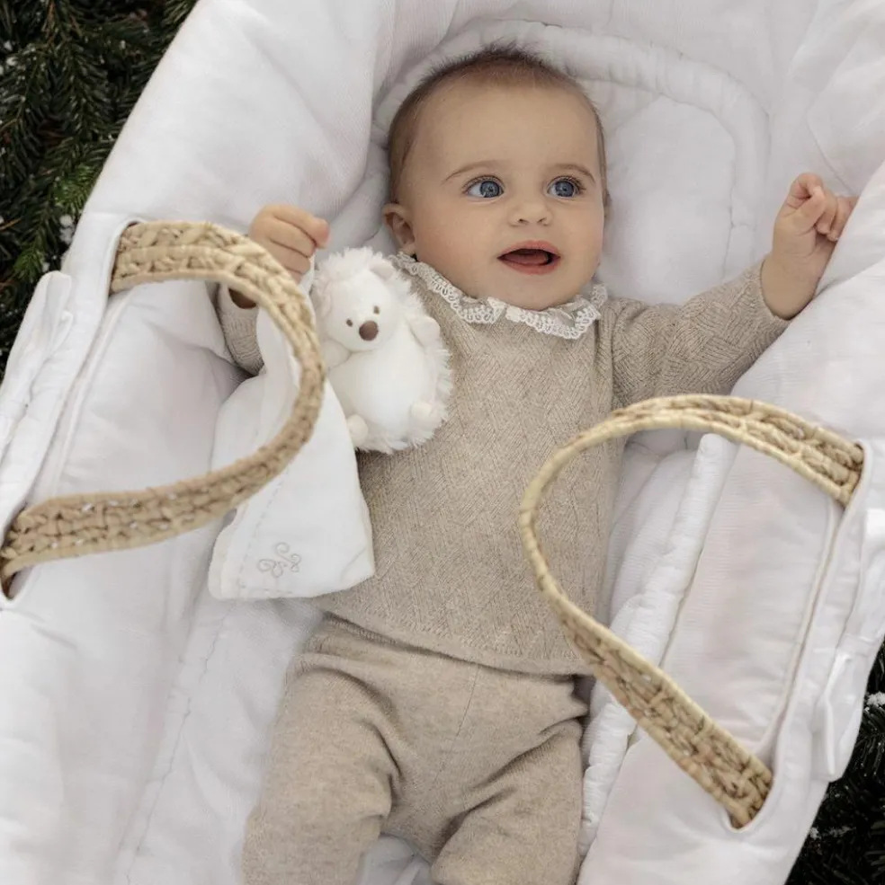 Doudou plat Léon le hérisson écru (25 x 25 cm)