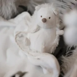 Doudou plat Léon le hérisson écru (25 x 25 cm)