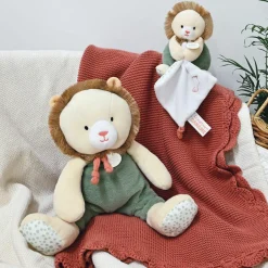 Doudou plat pantin Lion Couleurs savane (15 cm)