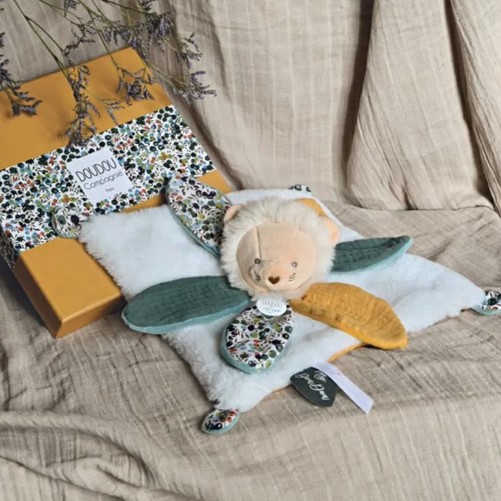 Doudou plat pétale Lion Boh'aime (27 cm)