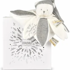 Doudou plat pétales Ours Argent (25 cm)