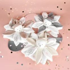 Doudou plat pétales Ours Rose (25 cm)