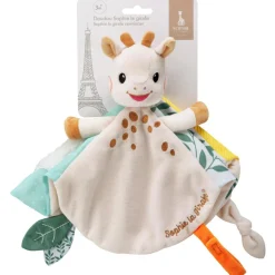 Doudou plat Sophie la girafe avec attache sucette