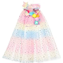 Ensemble cape sirène + diadème + baguette licorne (3-4 ans)