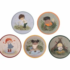 Ensemble de 5 puzzles ronds Petits aventuriers