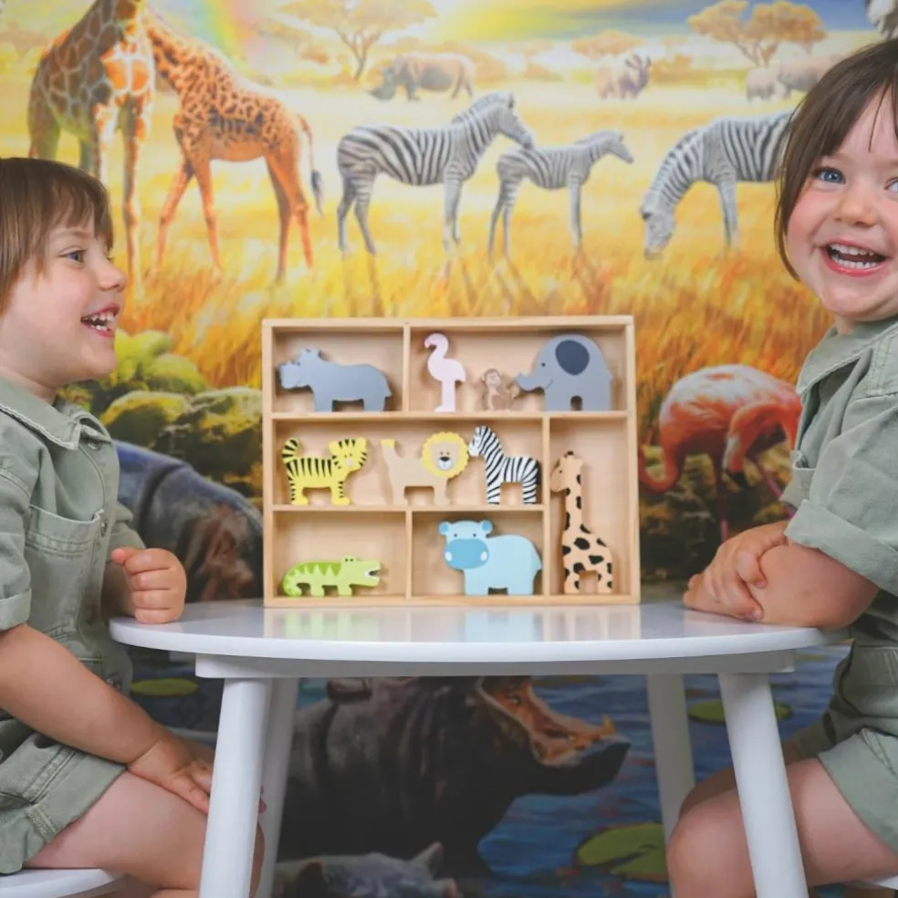 Etagère avec animaux safari