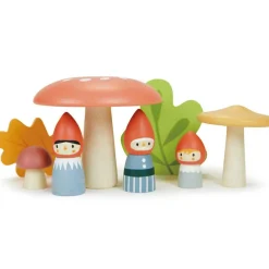 Famille de gnomes et forêt en bois