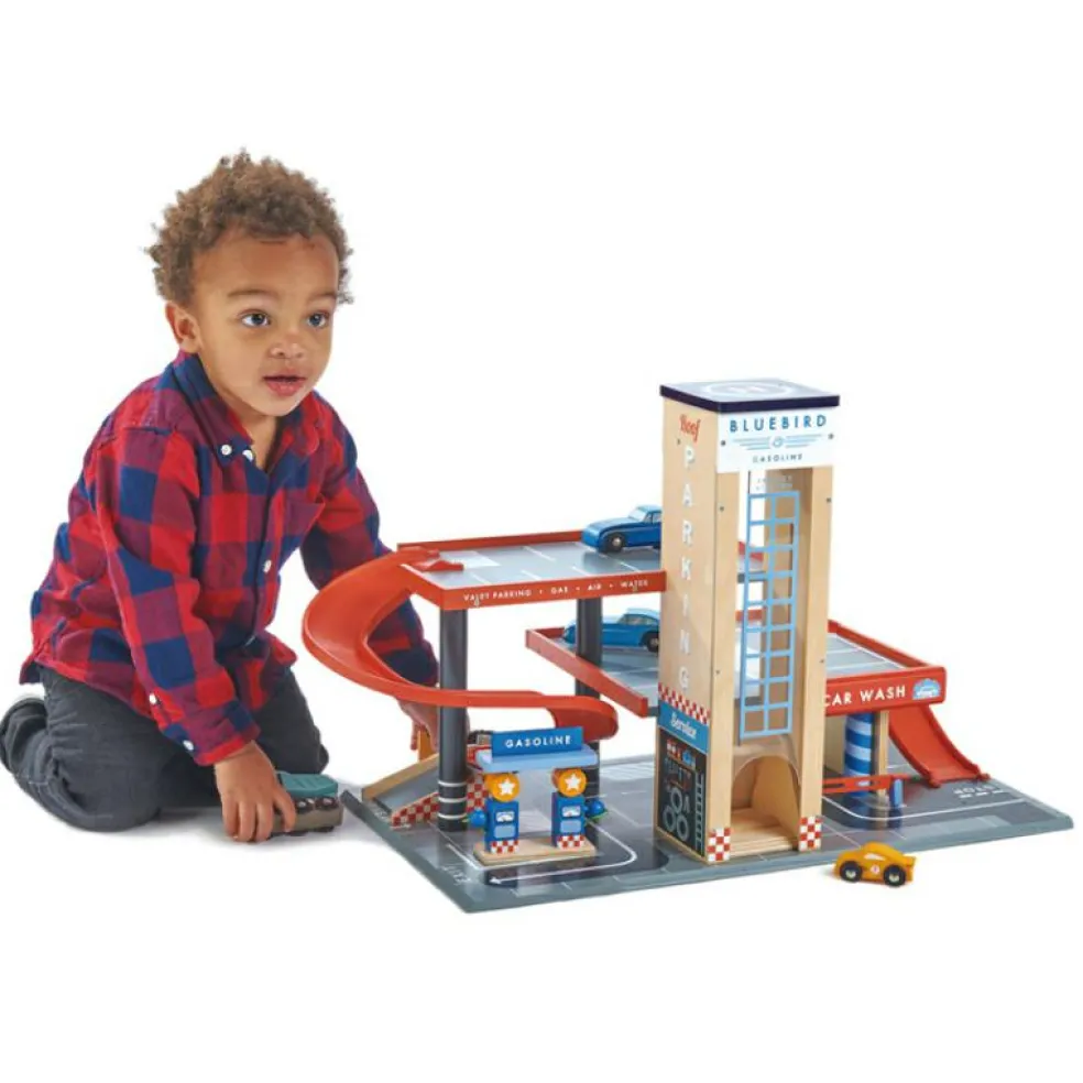 Garage et station de service Blue Bird en bois