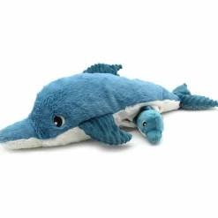Grande peluche Tofou le dauphin maman et bébé bleu (50 cm)