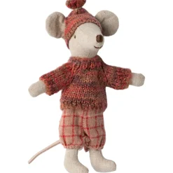 Grande soeur Souris en hiver sur ses skis Rose