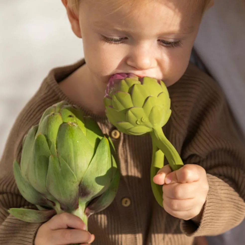 Hochet anneau de dentition 2 en 1 artichaut