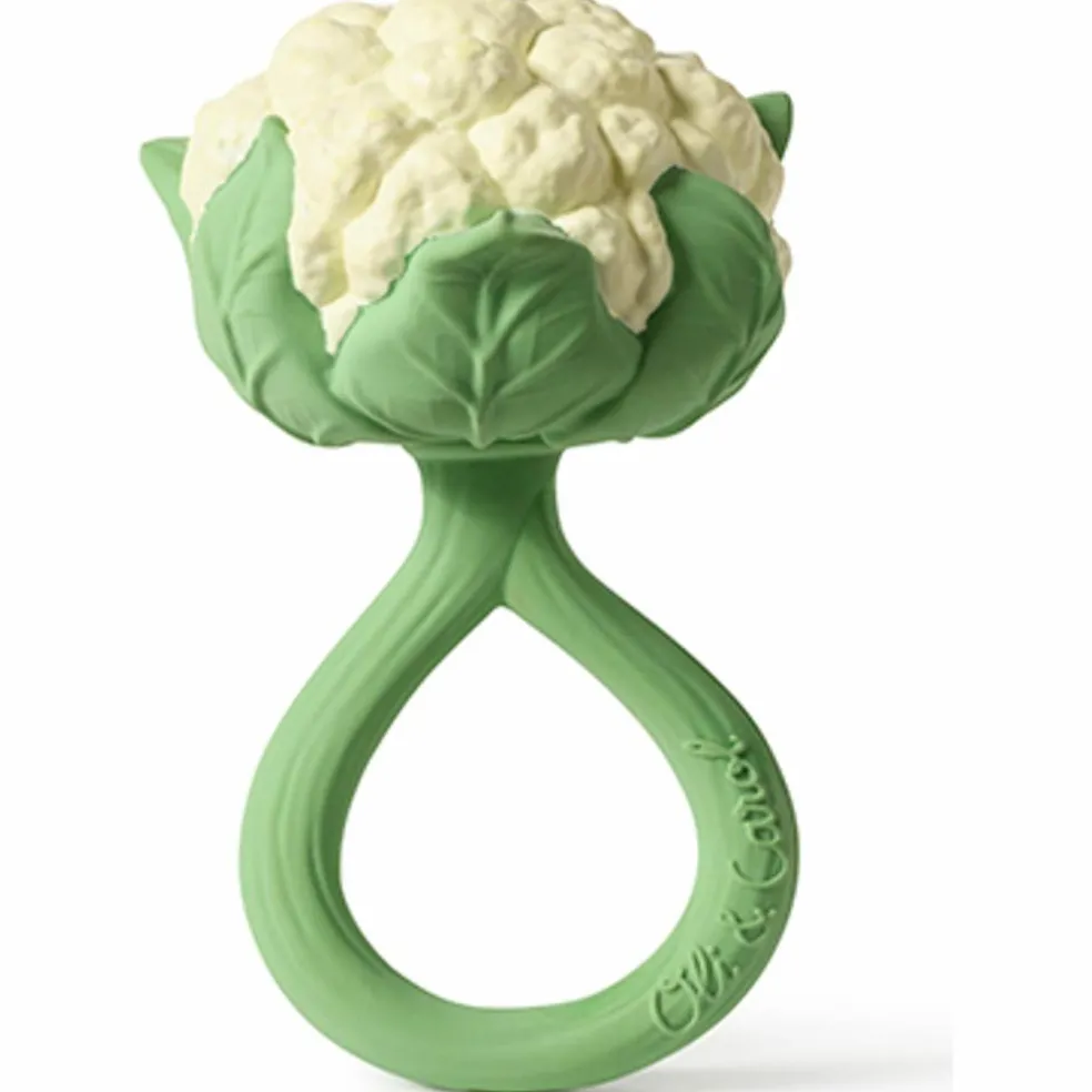 Hochet anneau de dentition 2 en 1 chou-fleur