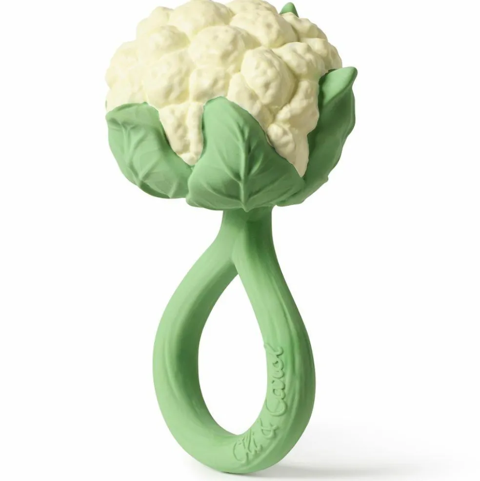 Hochet anneau de dentition 2 en 1 chou-fleur