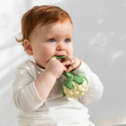 Hochet anneau de dentition 2 en 1 chou-fleur