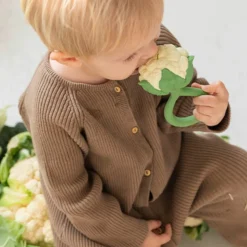 Hochet anneau de dentition 2 en 1 chou-fleur