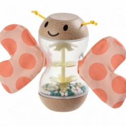 Hochet bâton de pluie papillon rose (16 x 11 cm)