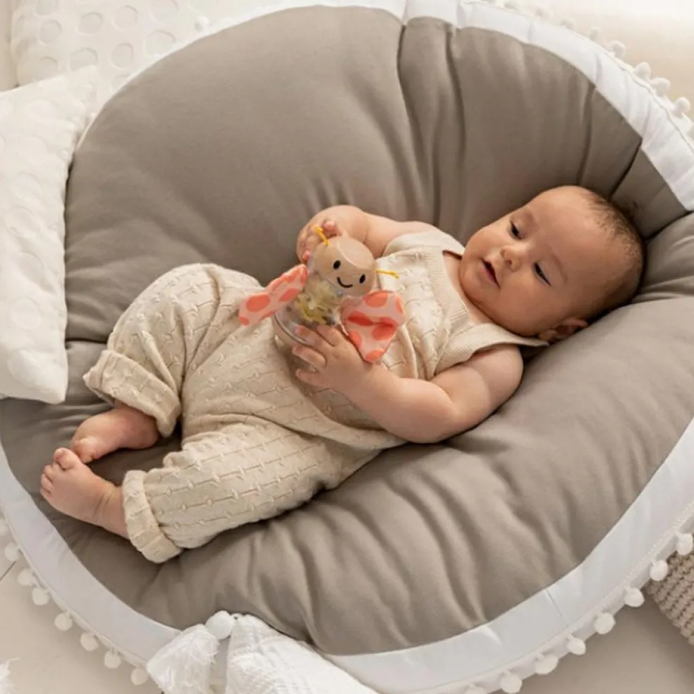 Hochet bâton de pluie papillon rose (16 x 11 cm)