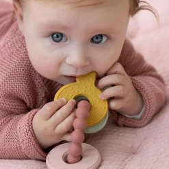 Hochet de dentition trousseau de clefs rose