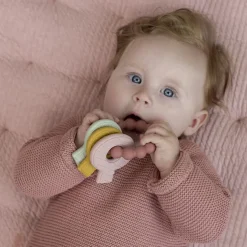 Hochet de dentition trousseau de clefs rose