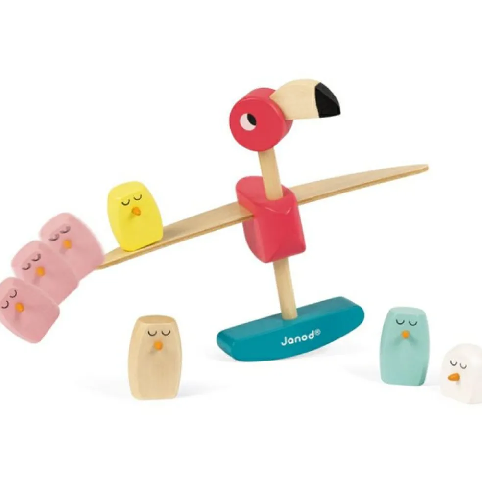 Jeu d’équilibre Flamant rose Zigolos (26 cm)