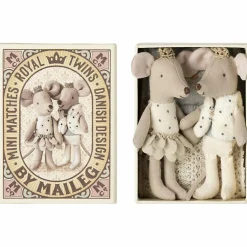 Jumeaux Royaux petit(e) sœur & frère souris dans leur boîte assortie