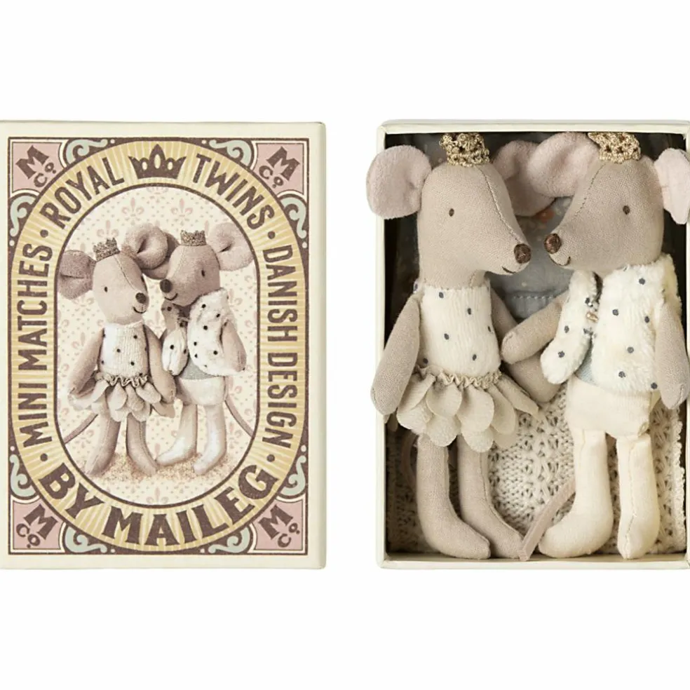 Jumeaux Royaux petit(e) sœur & frère souris dans leur boîte assortie