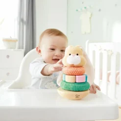 Lapin à empiler en bois et tissu