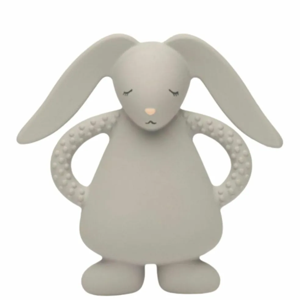 Lapin de dentition en caoutchouc naturel gris