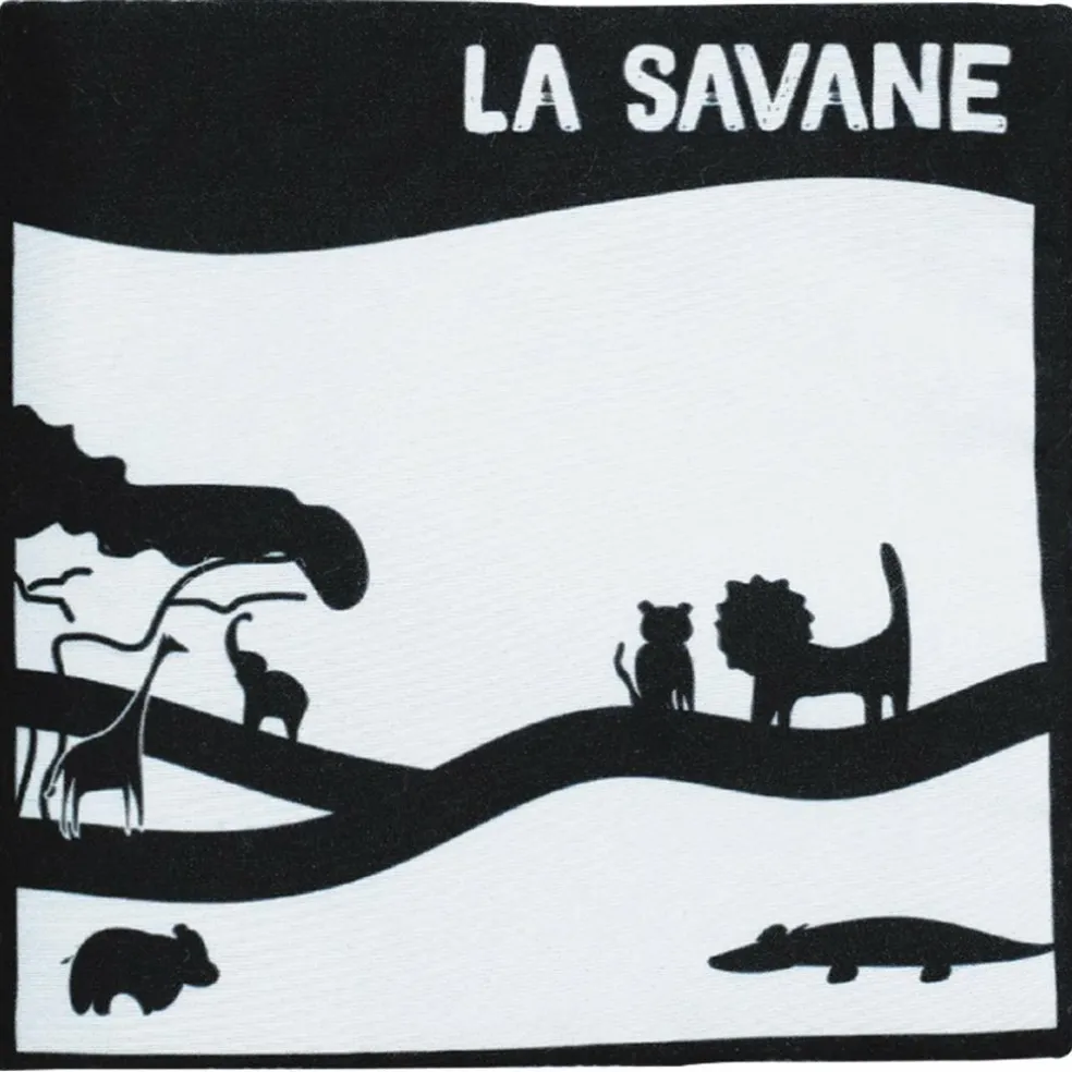 Livre noir et blanc en tissu Tam Tam