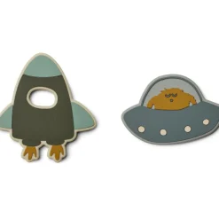 Lot de 2 anneaux de dentition en silicone Gia Space blue multi mix