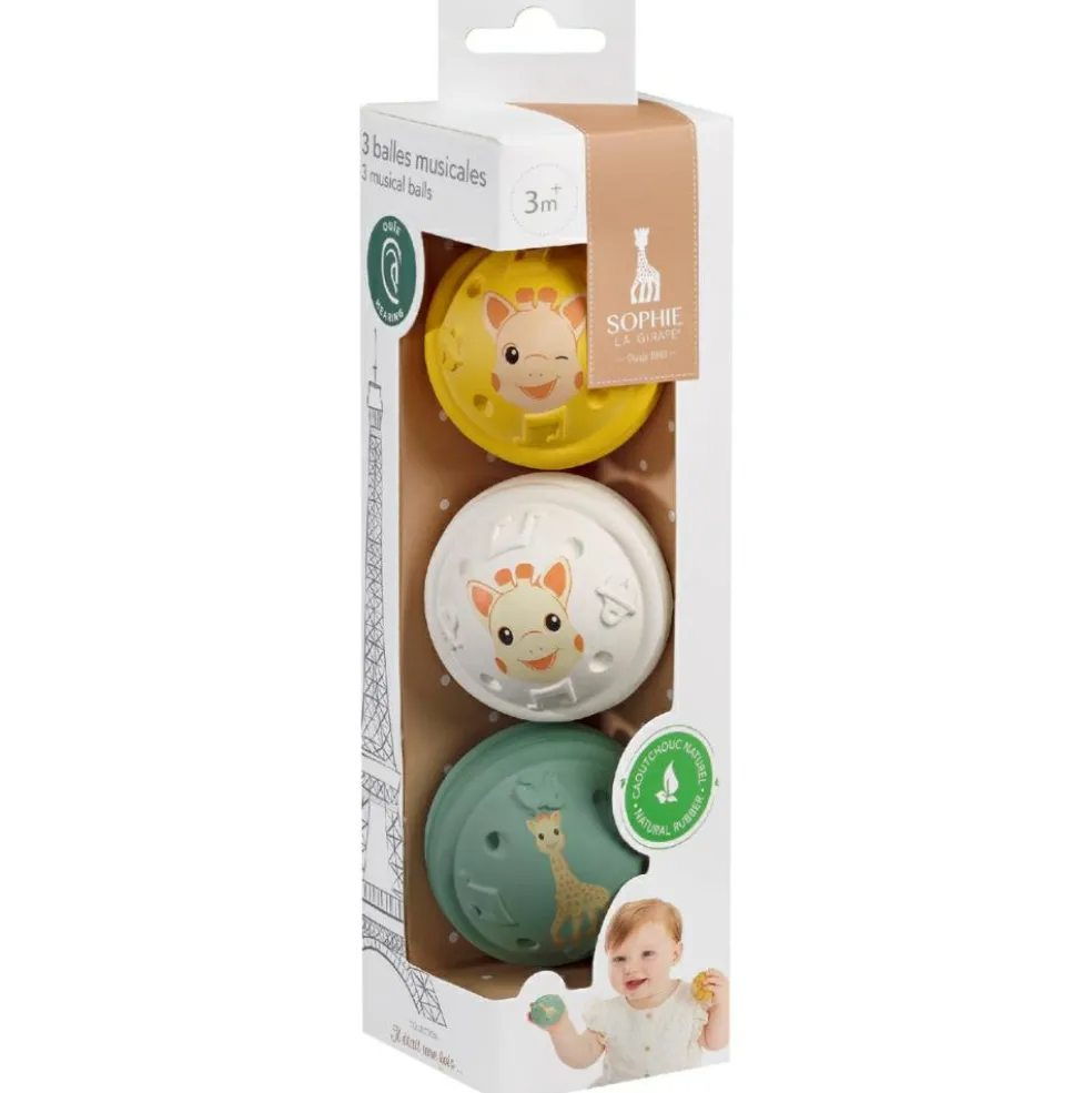 Lot de 3 balles musicales Sophie la girafe - Ouïe