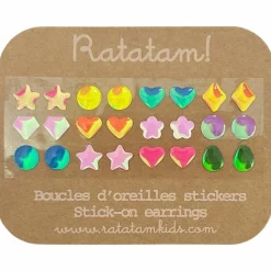 Lot de 12 boucles d'oreilles autocollantes Multicolore