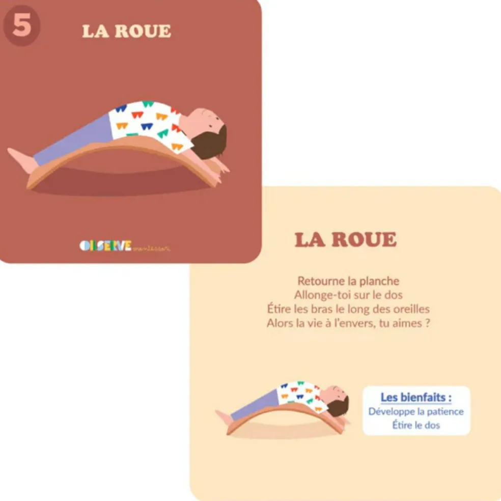 Lot de 10 cartes postures de Yoga (à réaliser sur une planche d'équilibre)