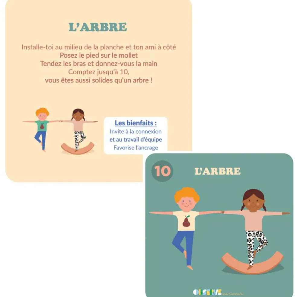 Lot de 10 cartes postures de Yoga (à réaliser sur une planche d'équilibre)