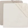 Lot de 2 draps housses en jersey pour matelas de parc Oatmeal-Sand (75 x 95 cm)