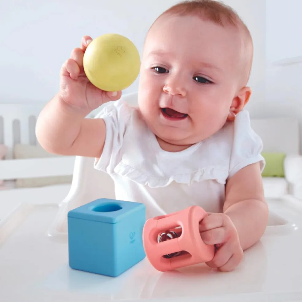 Lot de 3 hochets géométriques en riz