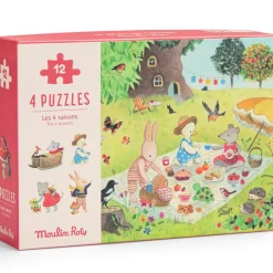 Lot de 4 mini puzzles des saisons La Grande famille (4 x 12 pièces)