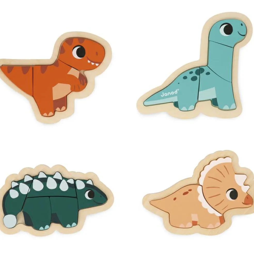 Lot de 4 puzzles évolutifs Dino (14 pièces)