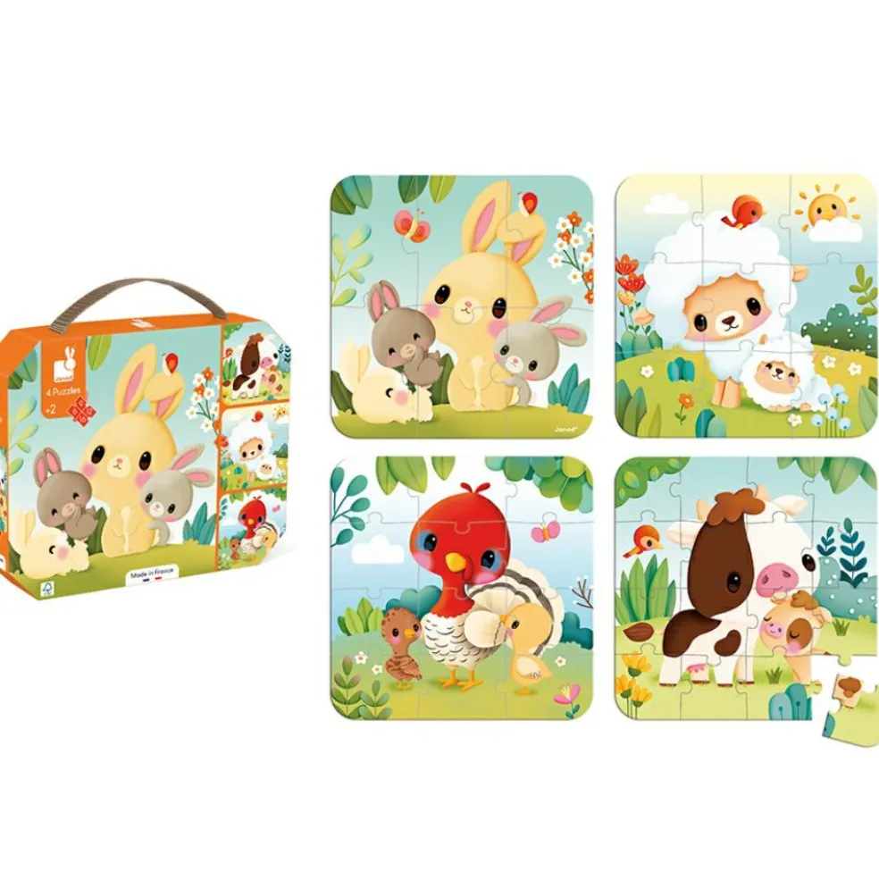 Malette de 4 petits puzzles Animaux de la ferme (6 à 16 pièces)