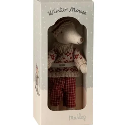 Maman Souris en hiver et sa paire de skis Rouge