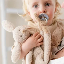 Maxi doudou attache sucette Teddy Lapin Beige