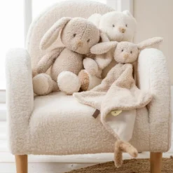 Maxi doudou attache sucette Teddy Lapin Beige
